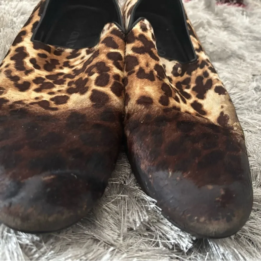 Jimmy Choo Ponyhair Slippers animal print dress shoes fur flats loafers slip ons